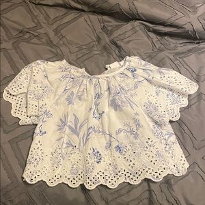 GAP Kids White and Blue Floral Top